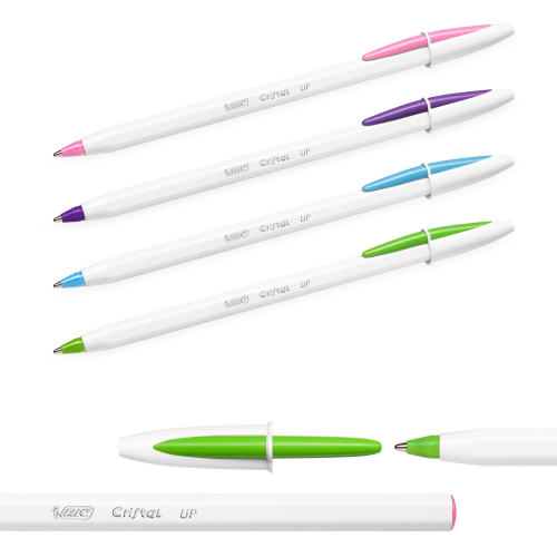 BIC CRISTAL UP PENNA A SFERA COL. ASSORTITI PUNTA MEDIA FUSTO BIANCO CONF 20 Pz.